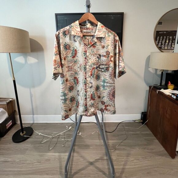 SHADES OF GREY BY MICAH COHEN - Print Camp Collar SS Shirt - Tan, Multi - Picture 1 of 5